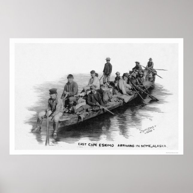Poster Cape Eskimos Arriving Nome AK 1910 (Devant)
