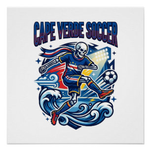 Poster Cape Verde Football Skeleton Attaquant Nations Pre