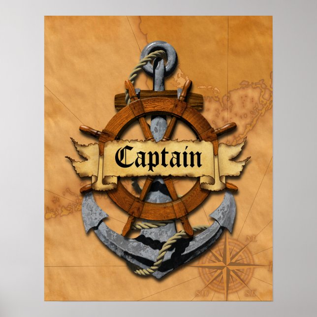 Poster Capitaine Ancre Et Roue (Devant)