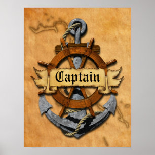 Poster Capitaine Ancre Et Roue