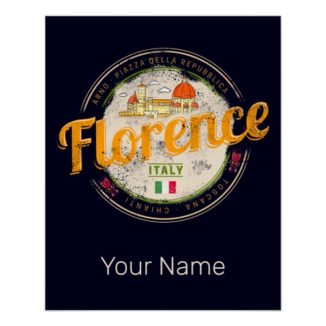 Poster Capitale de Florence Toscane Italie souvenir vinta (Devant)