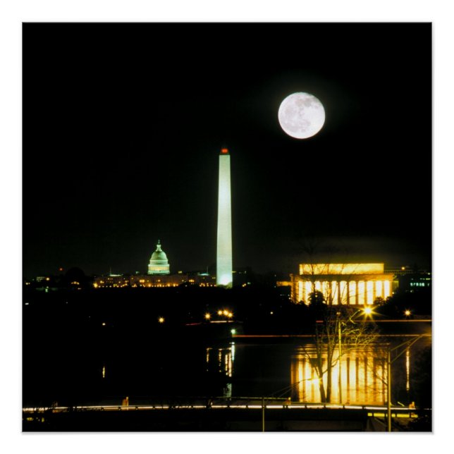 Poster Capitol Building, Lincoln Memorial, Washington (Devant)
