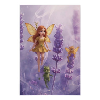 Poster Caprice Parmi les Fleurs Violettes