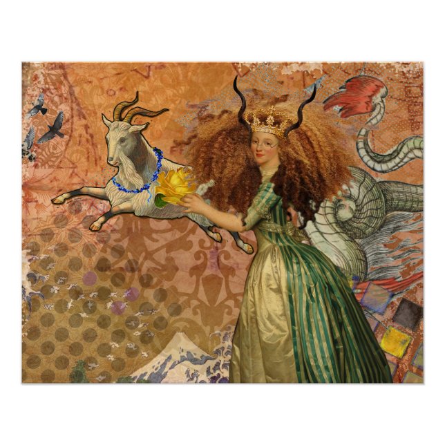 Poster Capricorn Femme Chèvre Whimsical Amusant (Devant)