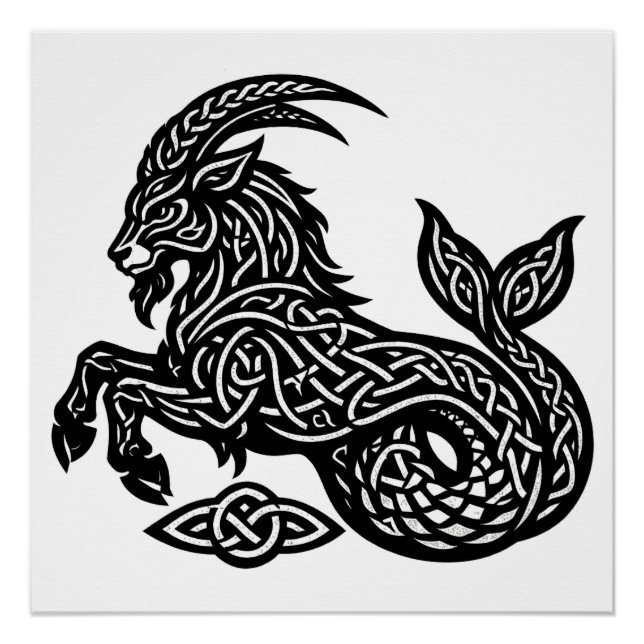 Poster Capricorne — Encre Hantée Zodiaque Bouc‑Poisson (Devant)