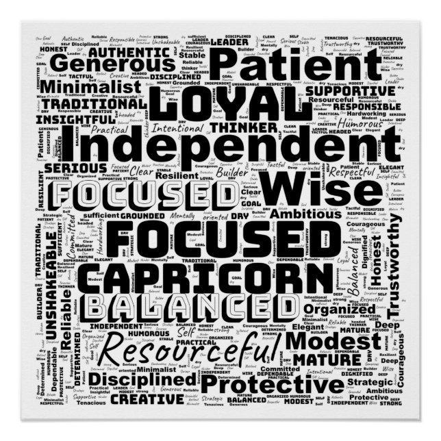Poster Capricorne Zodiac Mot Cloud Inspiration (Devant)
