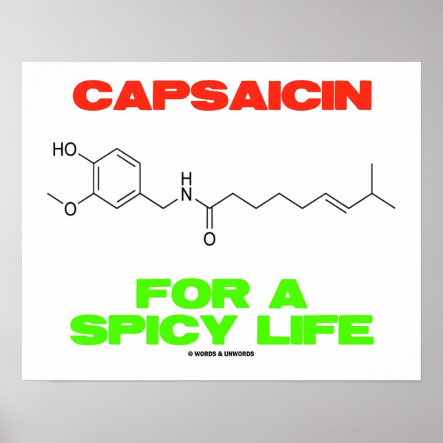 Poster Capsaicine Pour Une Vie Épicée Structure Chimique (Devant)