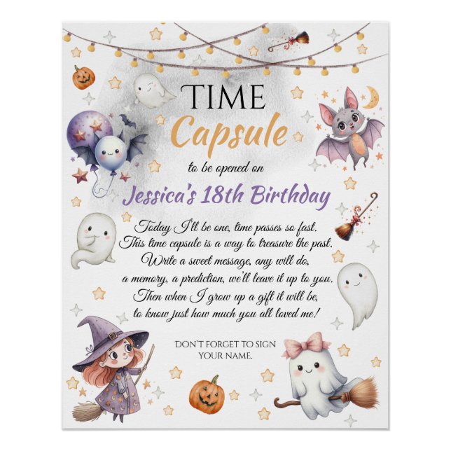 Poster Capsule de temps Joyeux Boo Halloween Mignon Épouv (Devant)
