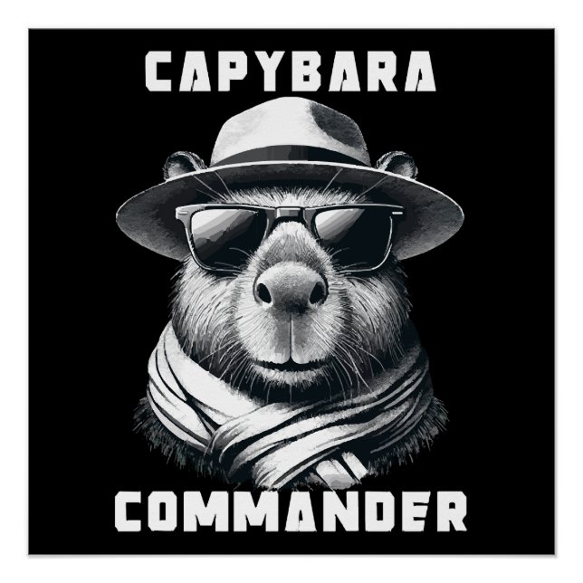 Poster Capybara avec lunettes de soleil Capy Commander (Devant)