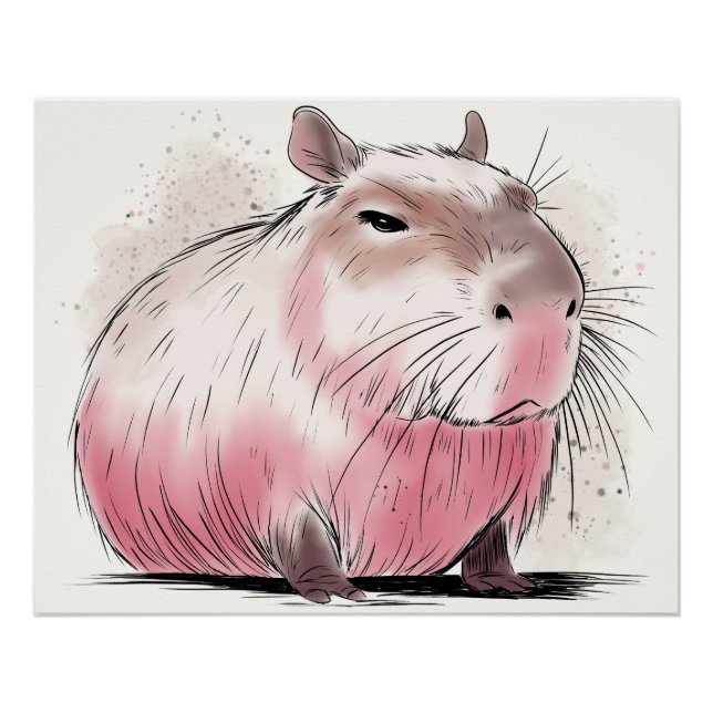 Poster Capybara grincheux (Devant)