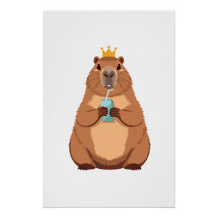 Poster Capybara King Poster, Cute Animal Wall Art for Kid