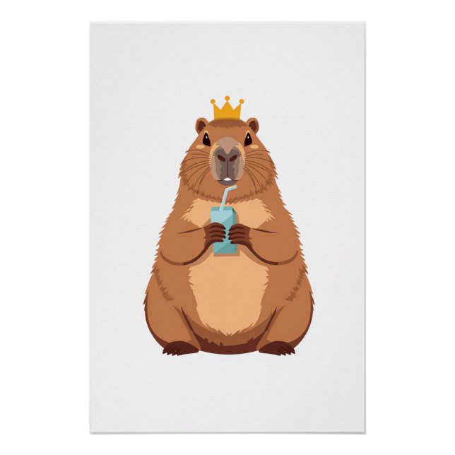 Poster Capybara King Poster, Cute Animal Wall Art for Kid (Devant)
