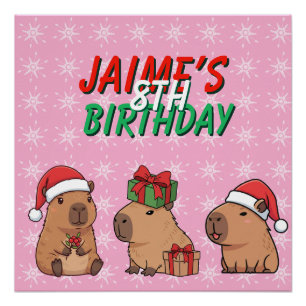 Poster Capybara Noël Anniversaire Fête