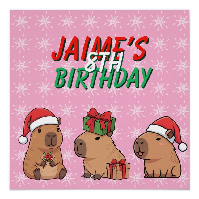 Poster Capybara Noël Anniversaire Fête (Devant)