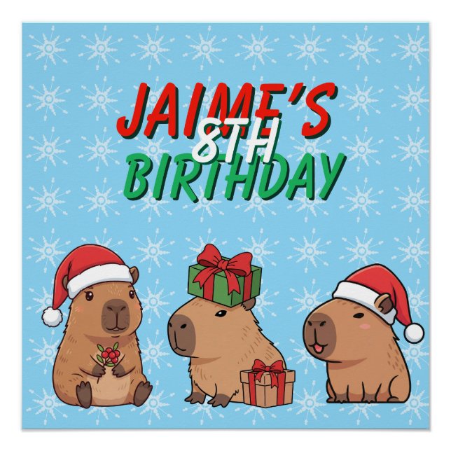 Poster Capybara Noël Anniversaire Fête (Devant)