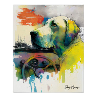 Poster Car, Vehicle - Labrador Retriever Dog 004