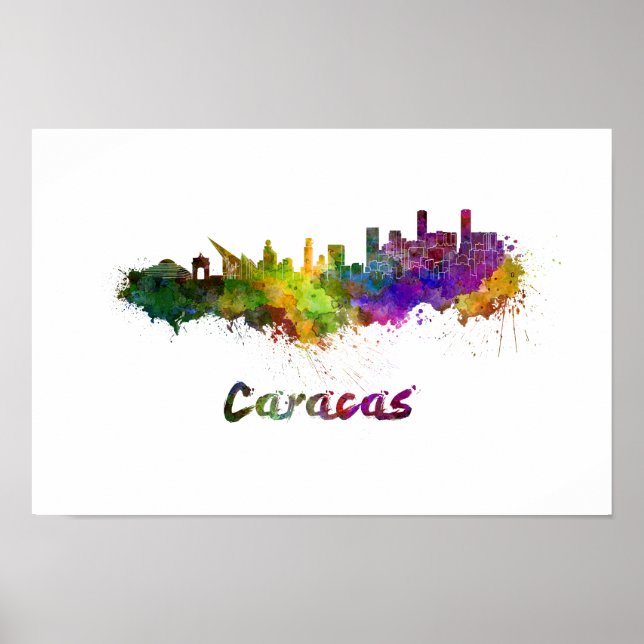 Poster Caracas skyline in watercolor (Devant)