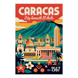 Poster Caracas Venezuela Rétro Voyage Vintage
