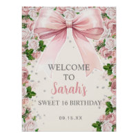 Caracoquet à ruban rose floral vintage Sweet 16