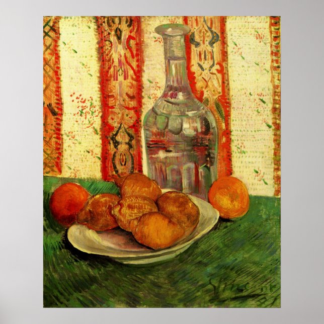 Poster Carafe de Still Life et citrons de Vincent van Gog (Devant)