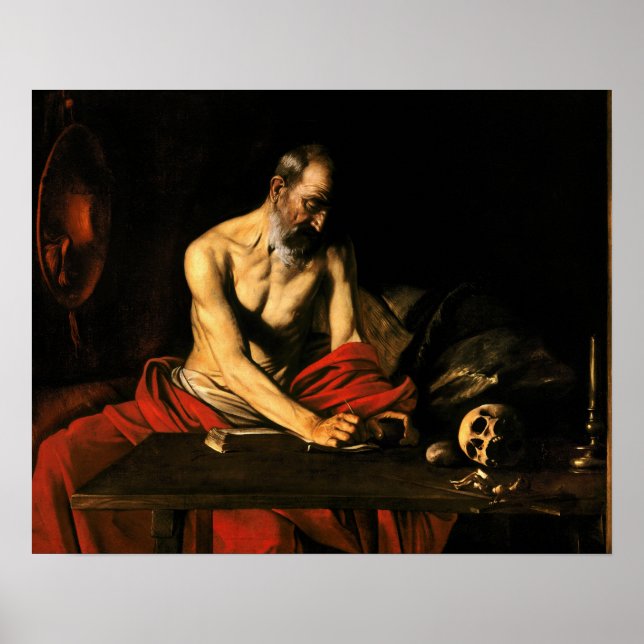 Poster Caravaggio - Écriture Saint Jérôme (Devant)
