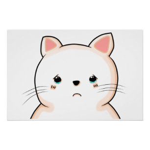 Poster Caricature de chats en Pleure Triste adorable