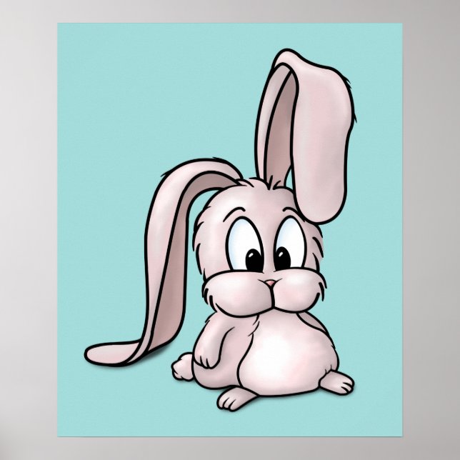Poster Caricature de lapin rose mignon (Devant)
