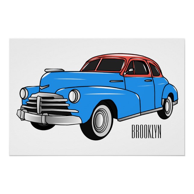 Poster Caricature de voiture classique 1948 (Devant)