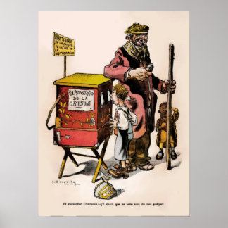 Poster Caricature Vintage de 1914 Argentine Crisis