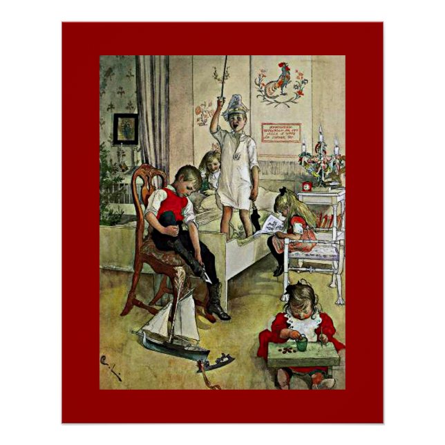 Poster Carl Larsson art : Noël matin (Devant)