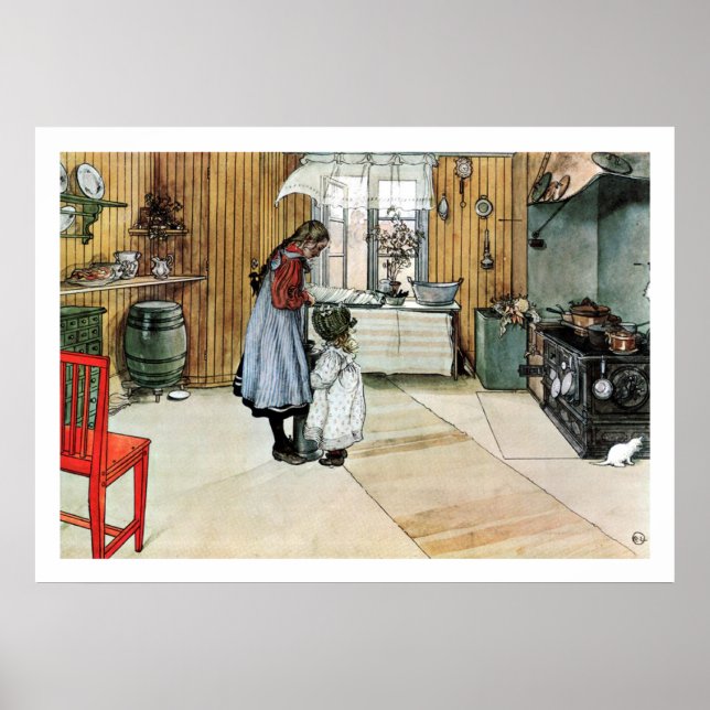 Poster Carl Larsson dans la cuisine Art (Devant)