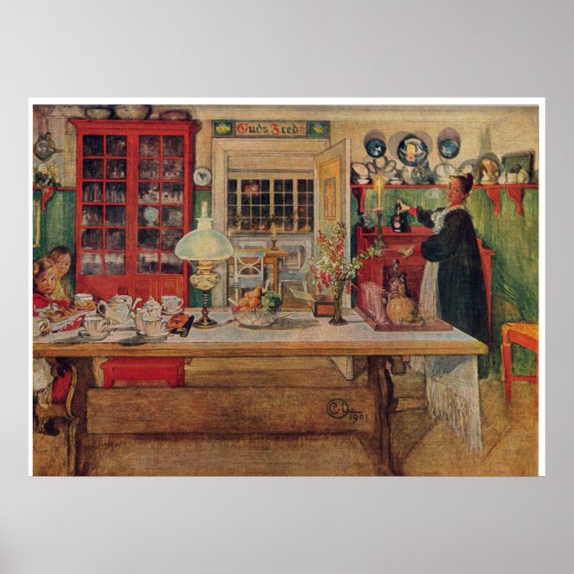 Poster Carl Larsson Se préparer pour un jeu (Devant)