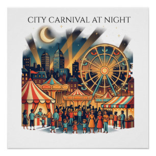 Poster Carnaval de ville la nuit