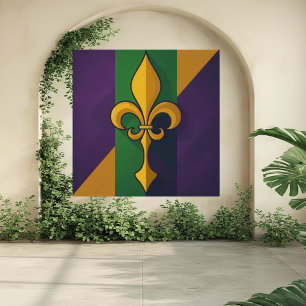 Poster Carnaval Mardi Gras Fleur-de-lis Culture Patrimoin