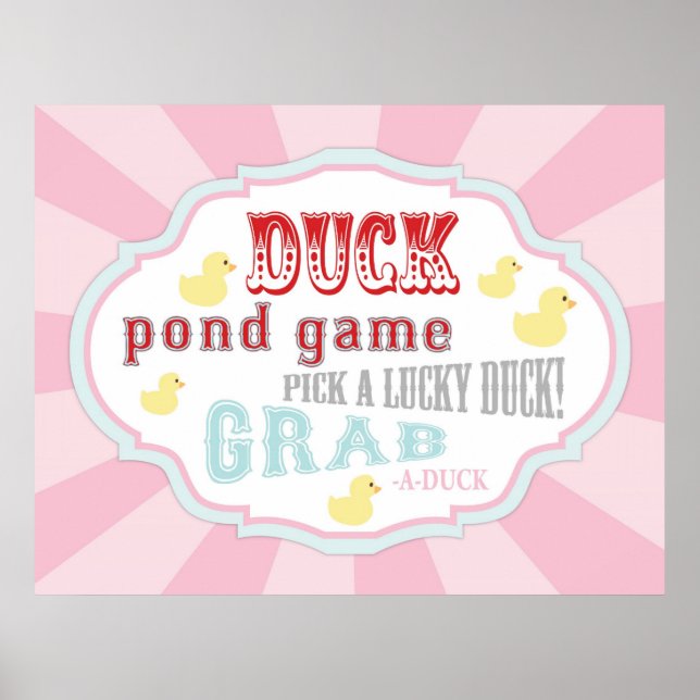 Poster Carnival or Circus Duck Pond Game Sign (Devant)