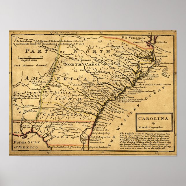 Poster CarolinaCarte panoramique (Devant)