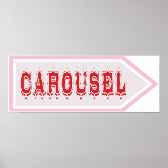 Poster Carousel Arrow Sign Carnival Circus Birthday RT (Devant)