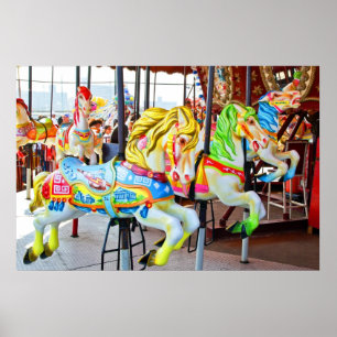 Poster Carousel - Coney Island, carte postale NYC
