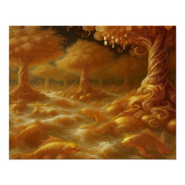 Poster Carpe Koï dorée (Devant)