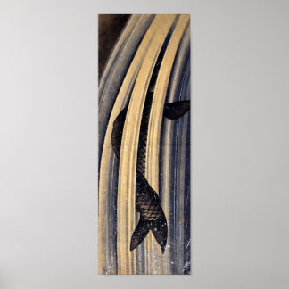 Poster Carpe Leaping Up Waterfall Hokusai Fine Art