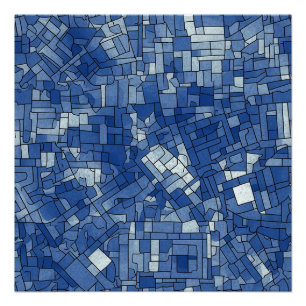 Poster Carreaux bleus semi-brillants