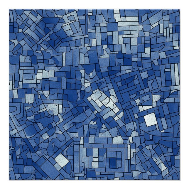 Poster Carreaux bleus semi-brillants (Devant)