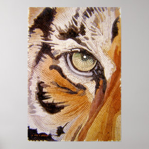 Poster "Carreaux de tigres" Tiger Face Mosaïque Aquarelle