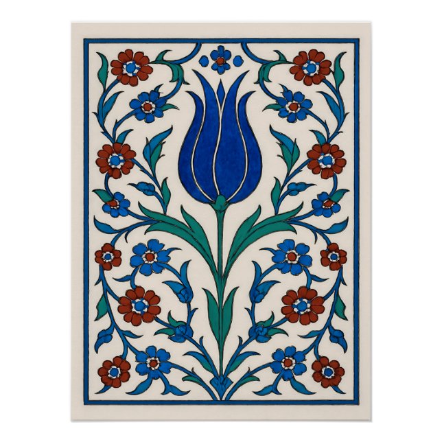 Poster Carrelage floral ottoman - Design Tulip traditionn (Devant)