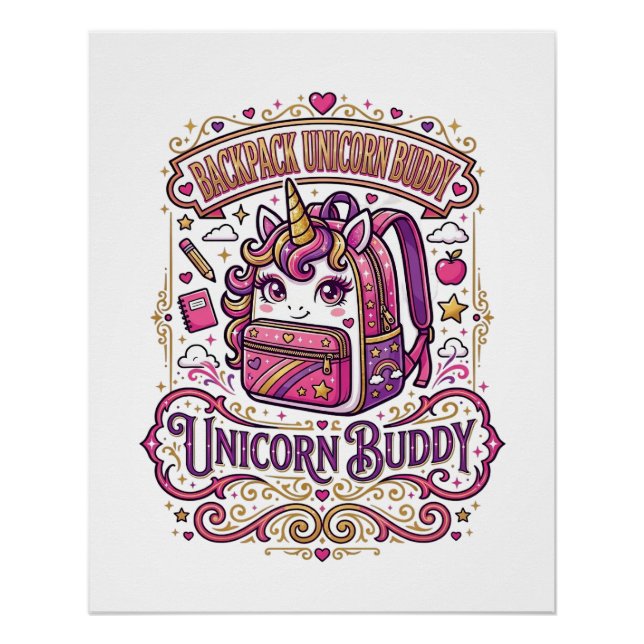 Poster Cartable Licorne Copain Licorne Conception De Merc (Devant)