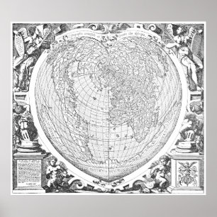 Poster Carte 1566 du monde