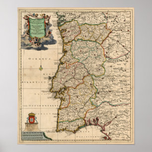 Poster Carte 1690 du Portugal
