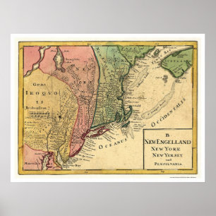 Poster Carte 1759 de la Nouvelle Angleterre