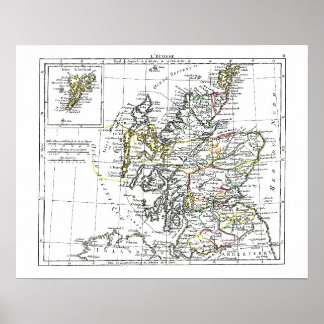 Poster Carte 1806 - L'Ecosse (Devant)