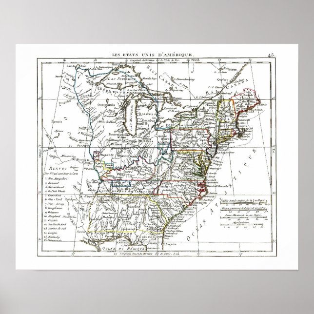 Poster Carte 1806 - Les Etats Unis d'Amrique (Devant)